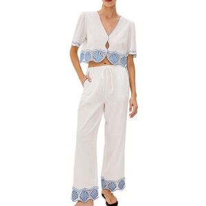 NWT, Rails White and Blue Shell Detail Swim Cover-Up